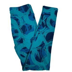 LuLaRoe Women's One Size Blue Turquoise Patterned Leggings OS Circles Soft